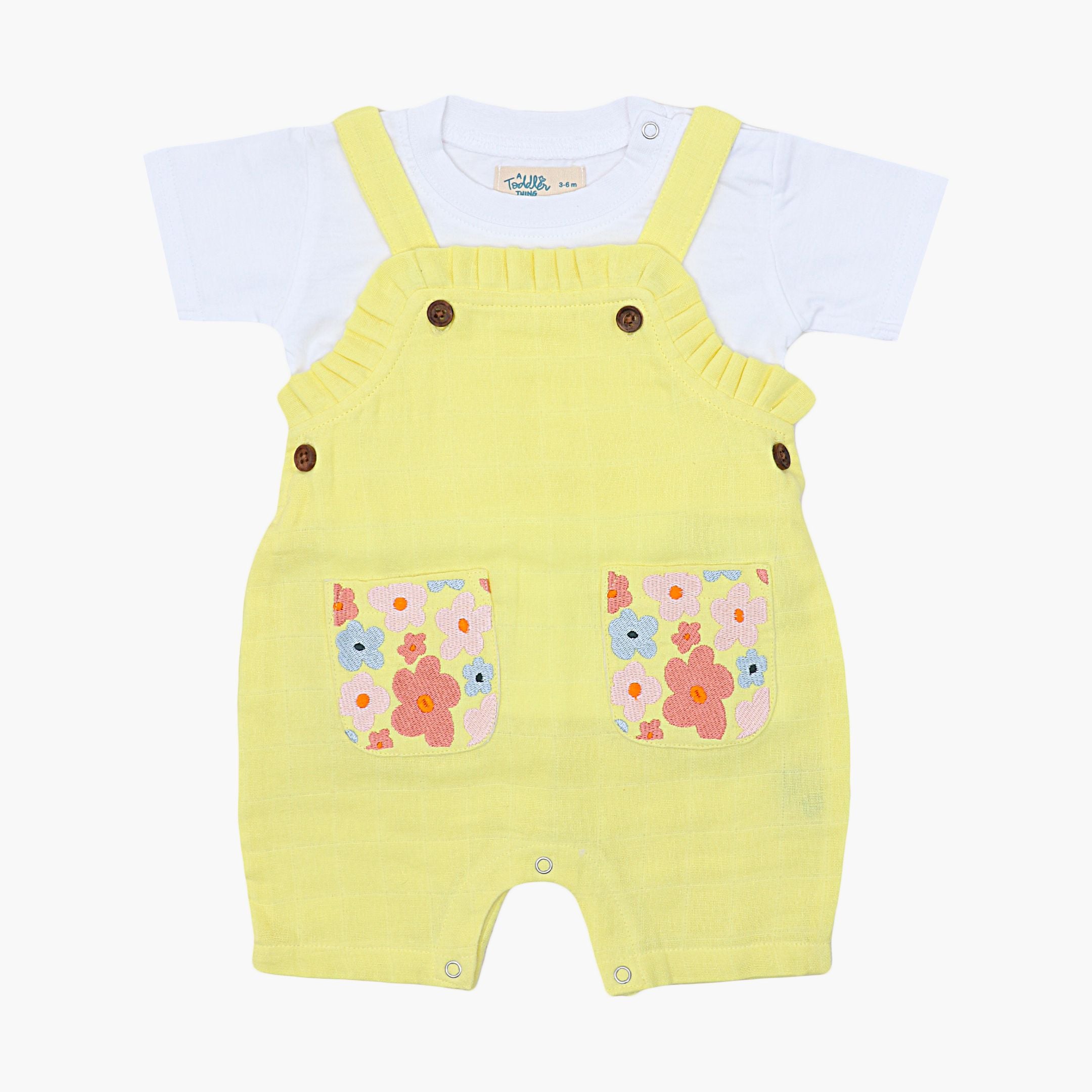 Muslin Frill Dungarees for Baby Girls