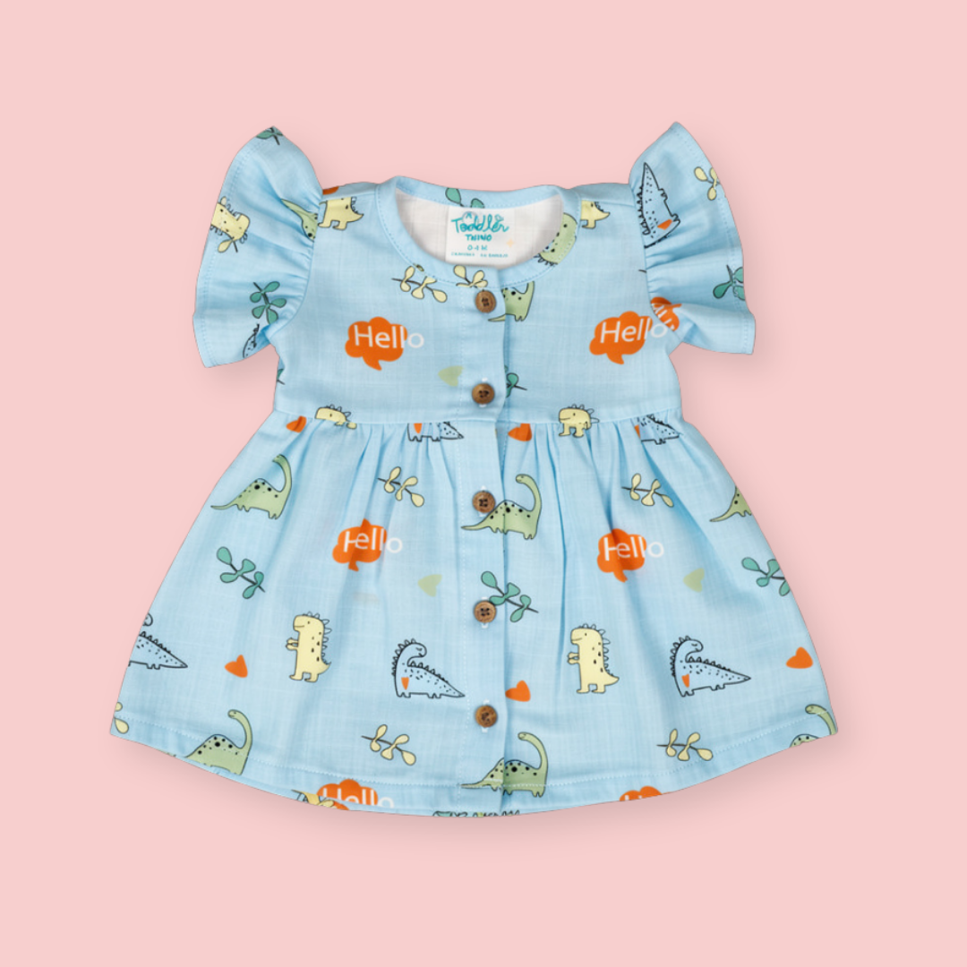 Wild Dino - Muslin Frill Frock (Pack of 2)