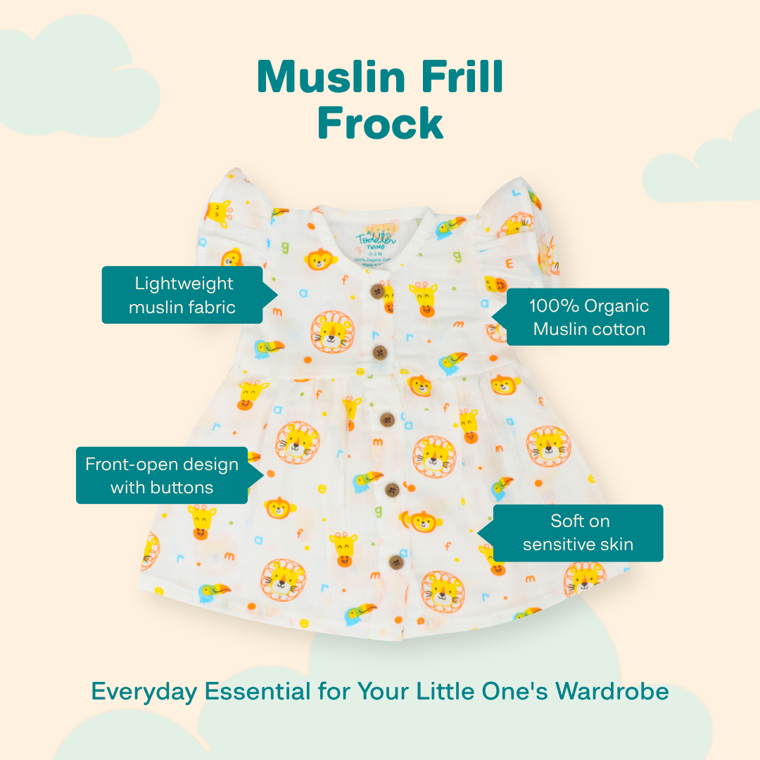Wild Dino - Muslin Frill Frock (Pack of 2)