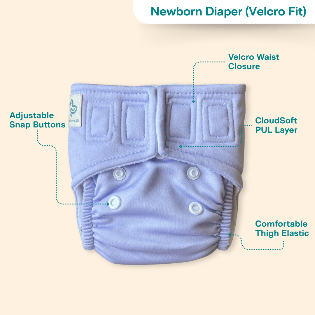 Aqua Blue - Newborn Diaper - Pack of 2