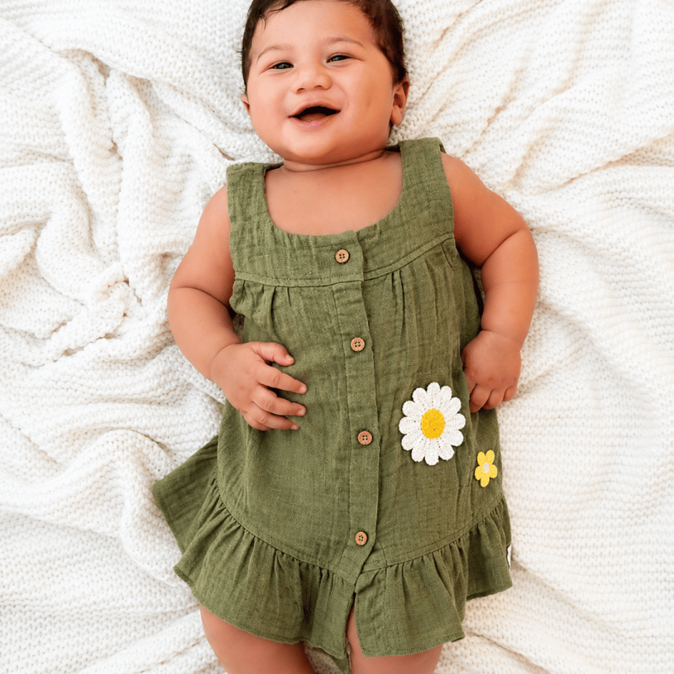 Buttercup Bloom - Crinkled Muslin A-line Sleeveless Frock