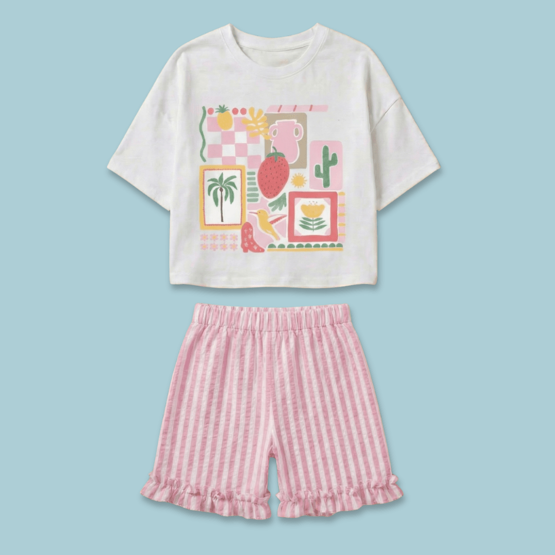Play Day - Seersucker T-Shirt & Shorts for Girls