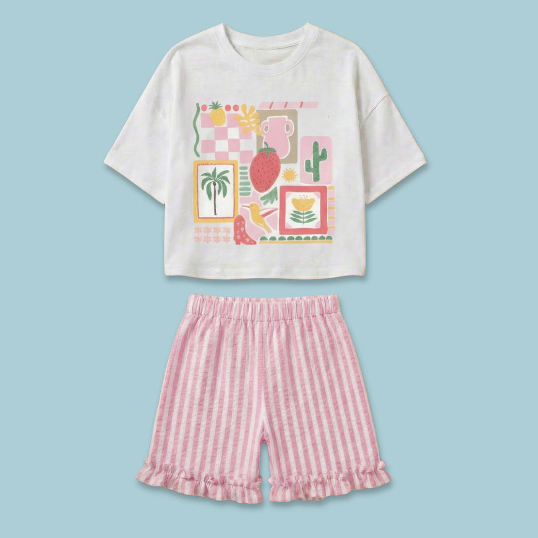 Tutti Frutti - Seersucker T-Shirt & Shorts for Girls