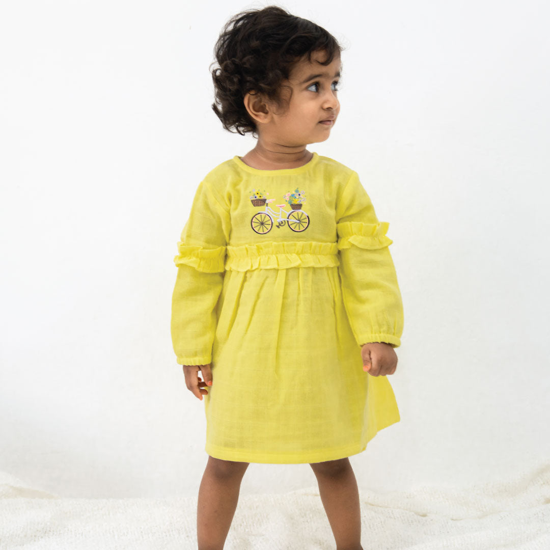 Sun Rider Full Sleeve Muslin Frock
