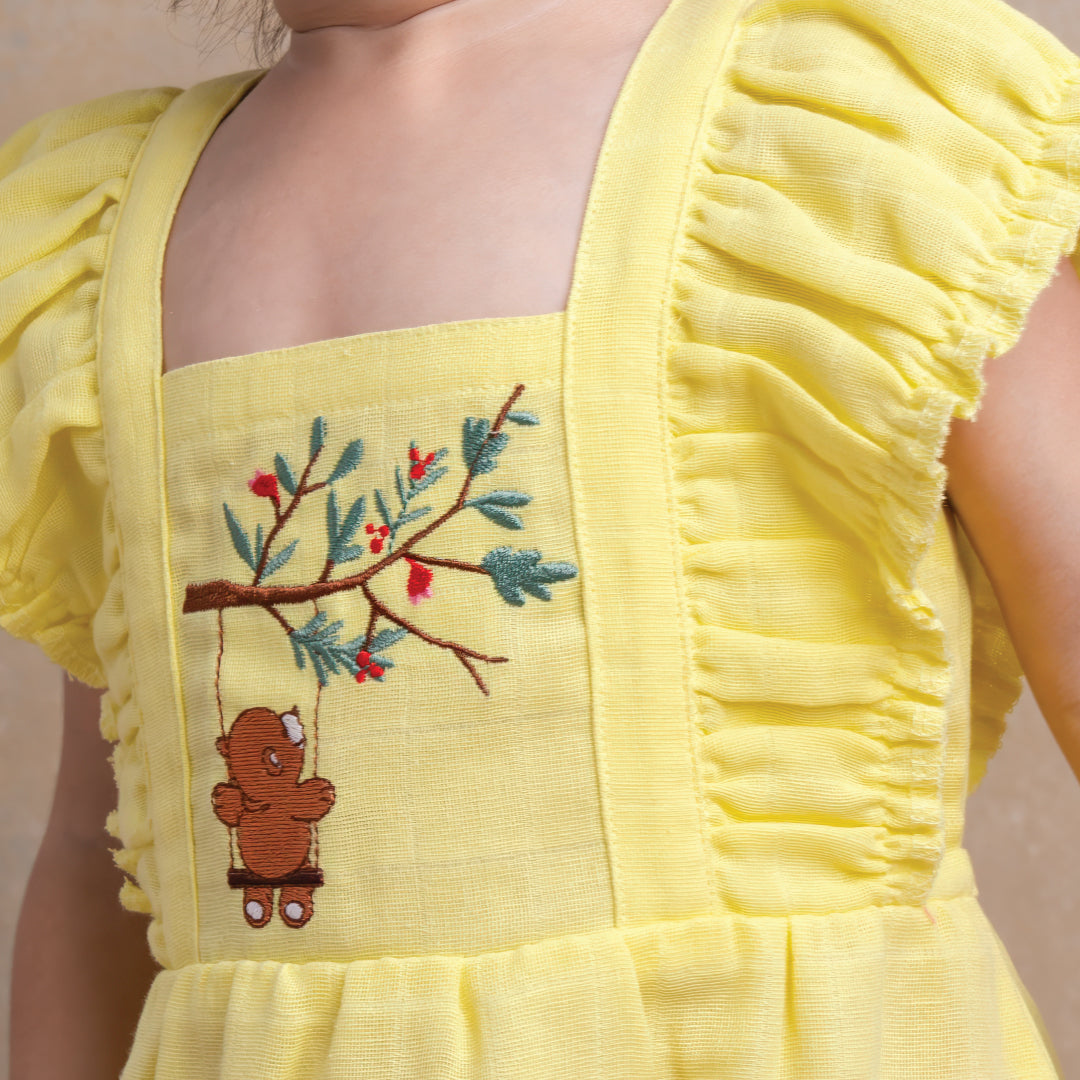 Swinging Bear - Muslin frock for girls