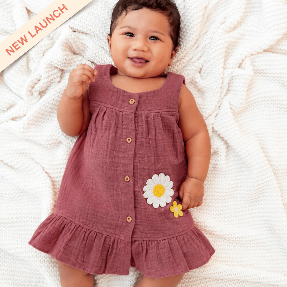 Buttercup Bloom - Crinkled Muslin A-line Sleeveless Frock
