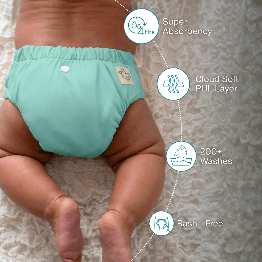Aqua Blue - Newborn Diaper - Pack of 2