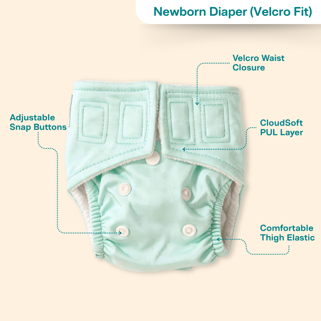 Aqua Blue - Newborn Diaper - Pack of 2
