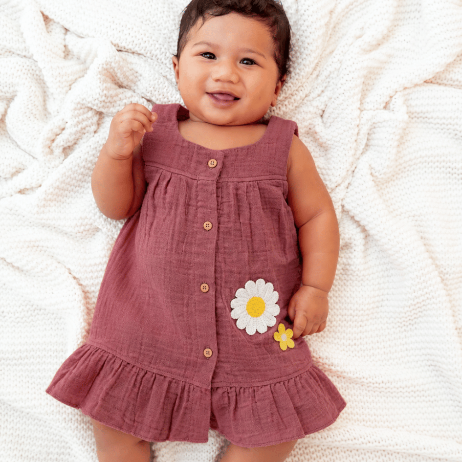 Buttercup Bloom - Crinkled Muslin A-line Sleeveless Frock