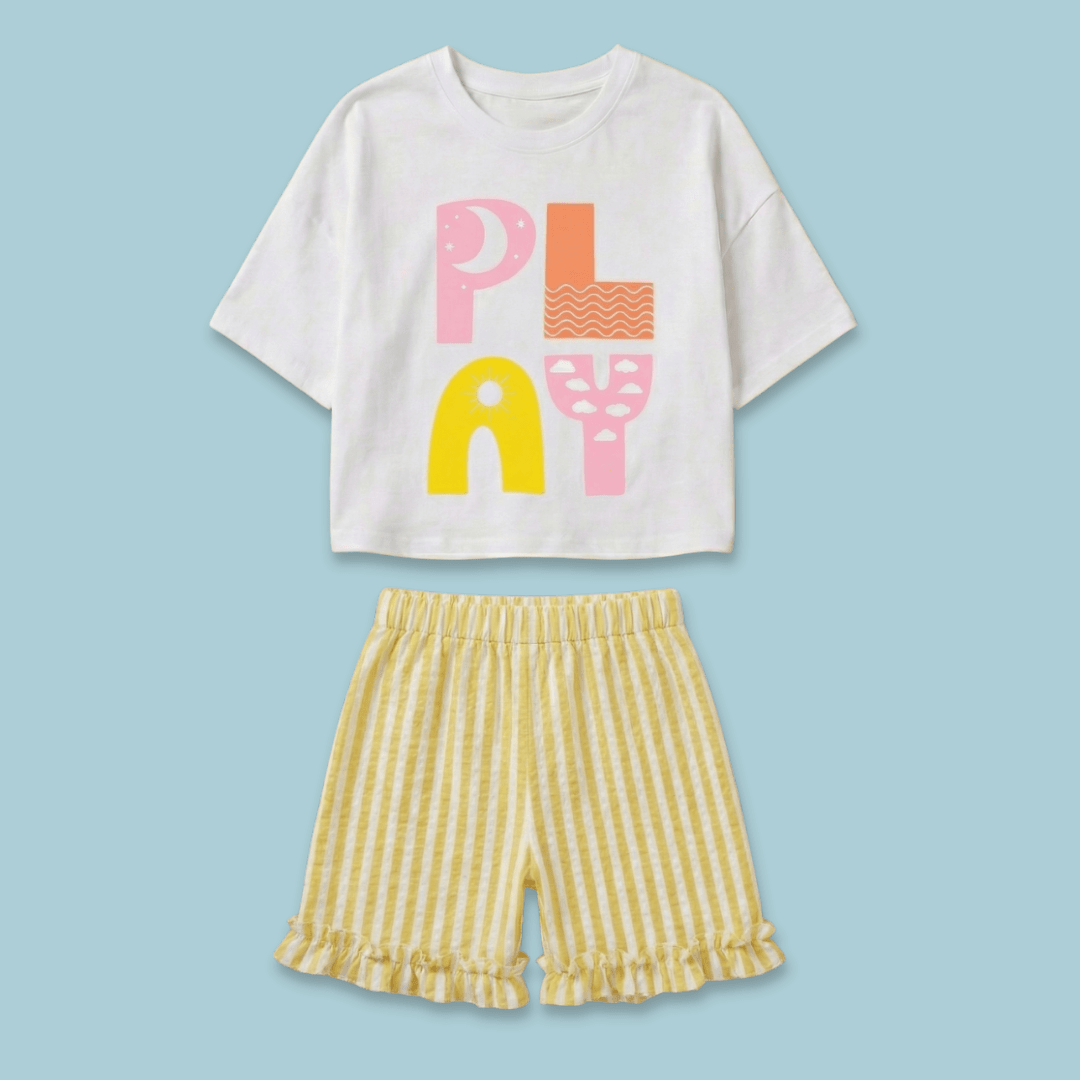 Play Day - Seersucker T-Shirt & Shorts for Girls