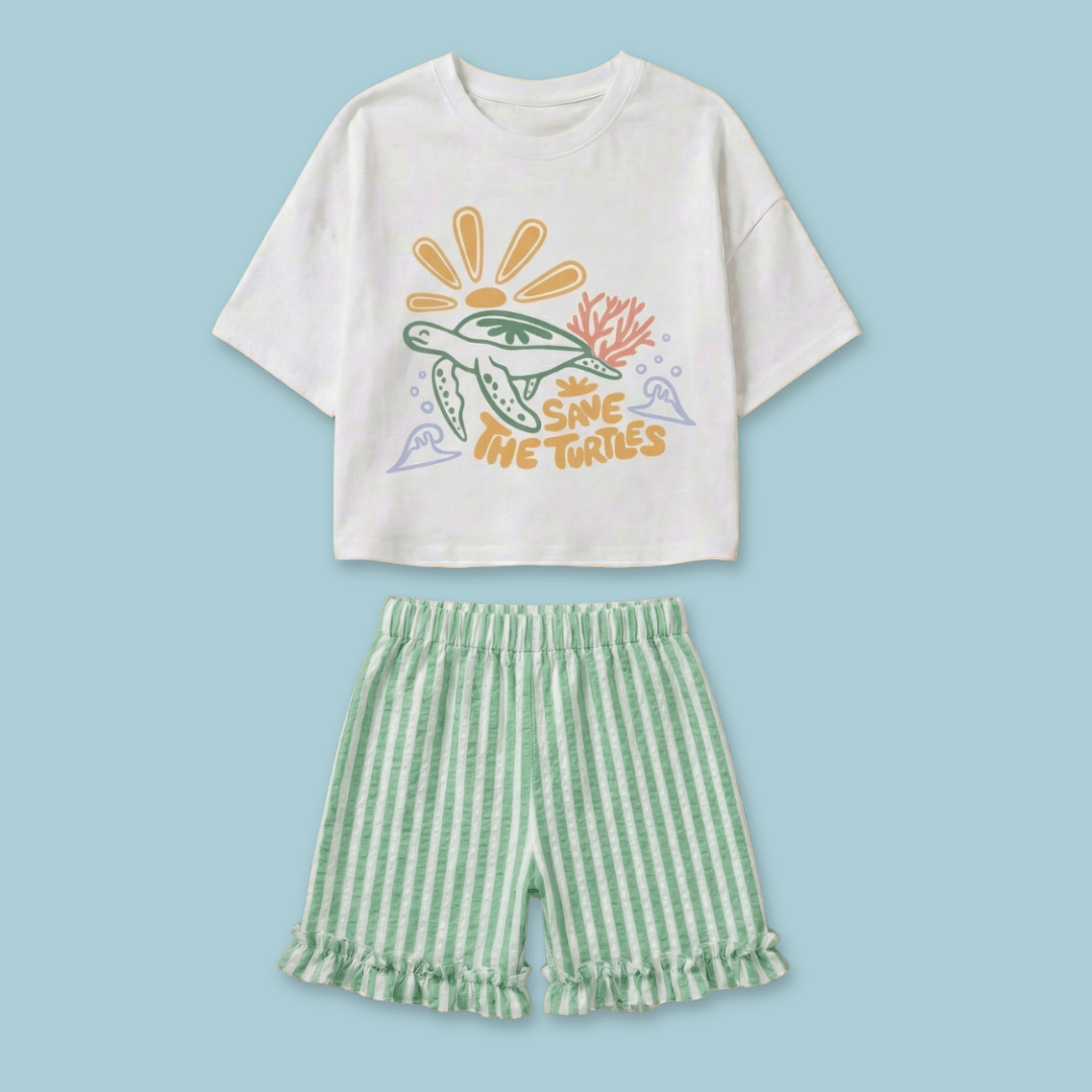 Play Day - Seersucker T-Shirt & Shorts for Girls