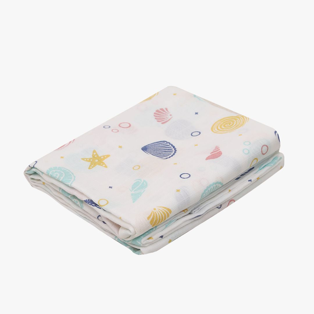 Babies Whale Star Muslin Cotton Swaddles(Pack of 2)