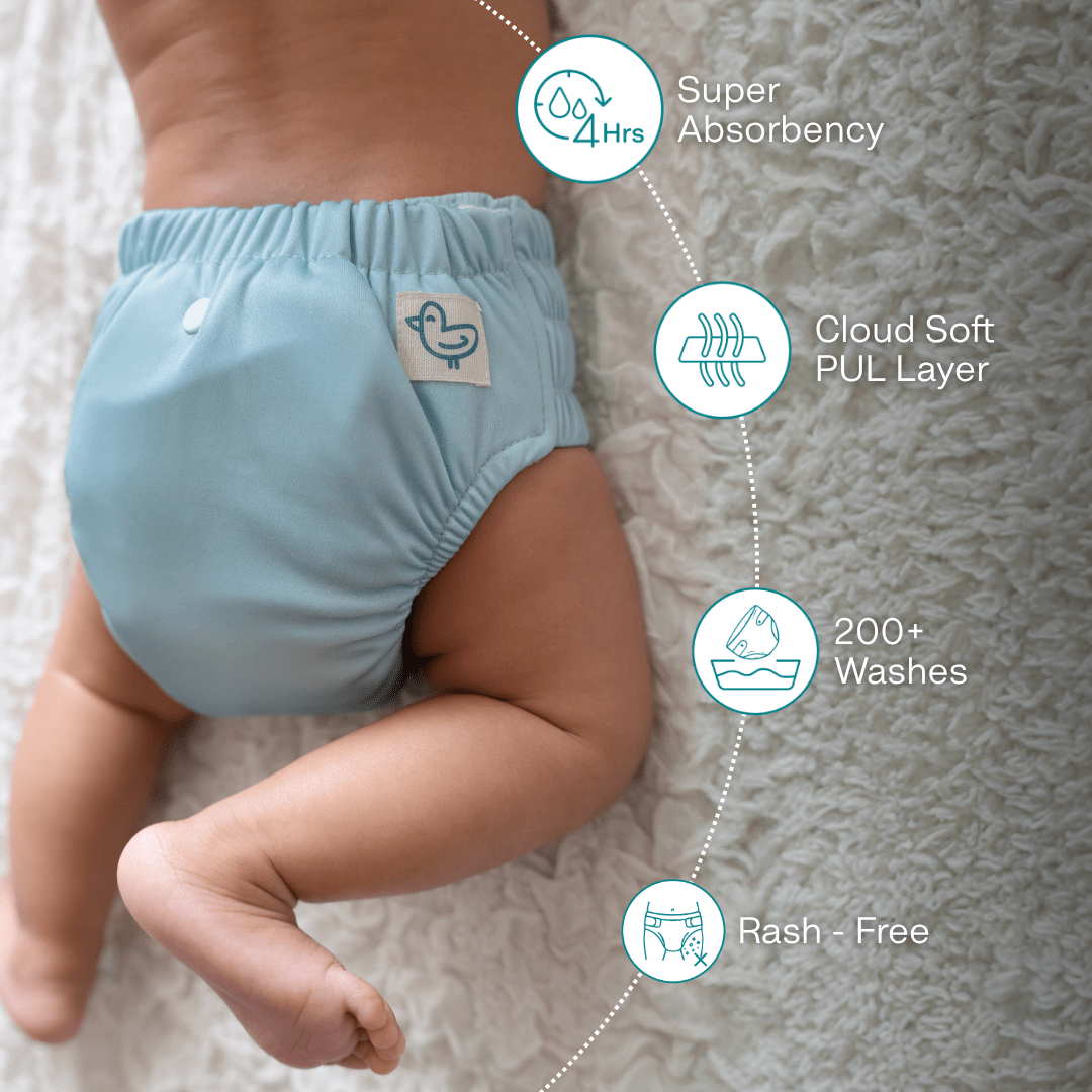 Aqua Blue - Newborn Diaper - Pack of 2