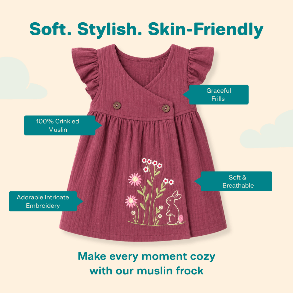 Little Flowerland - Crinkled Muslin Wrap Type Frock