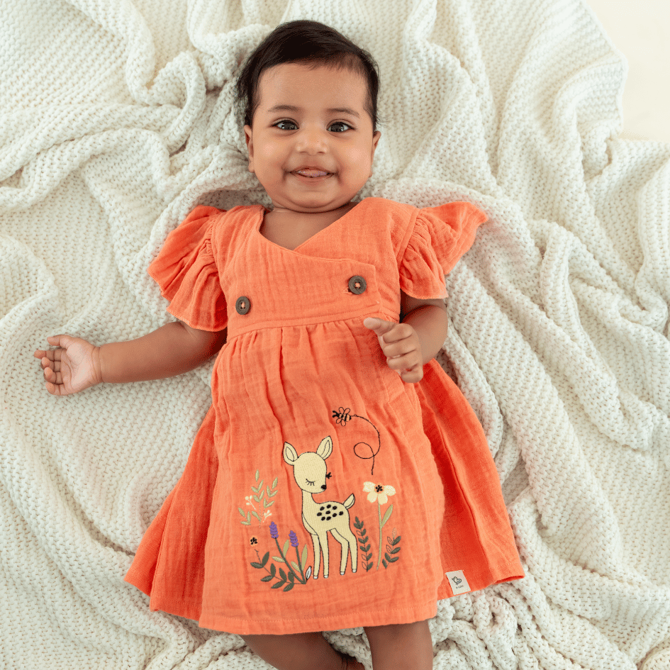 Little Flowerland - Crinkled Muslin Wrap Type Frock