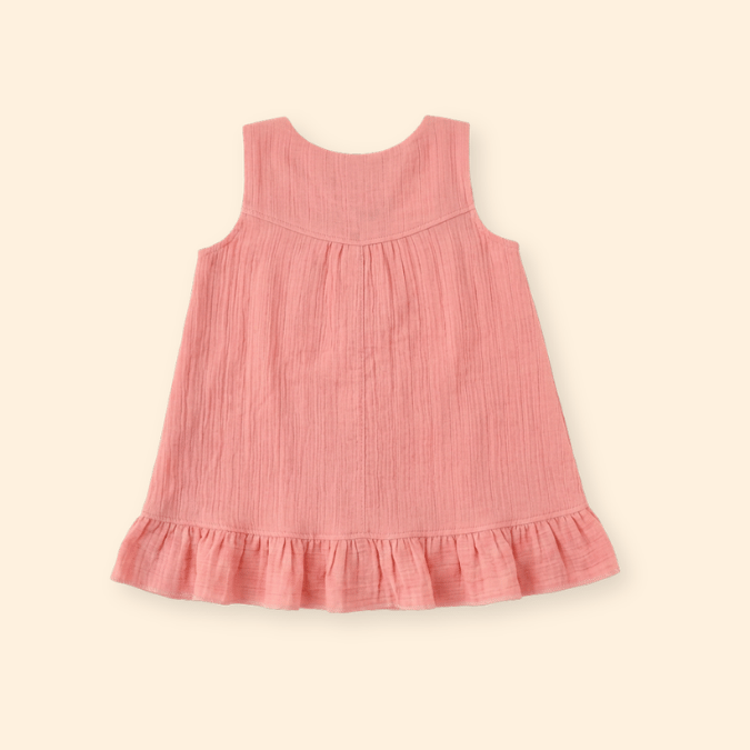Blush Puff - Crinkled Muslin A-line Sleeveless Frock