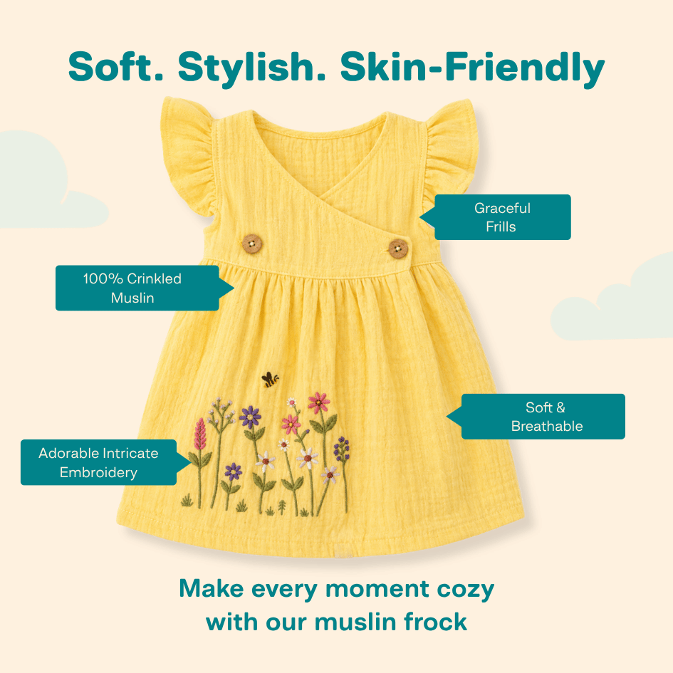 Little Flowerland - Crinkled Muslin Wrap Type Frock