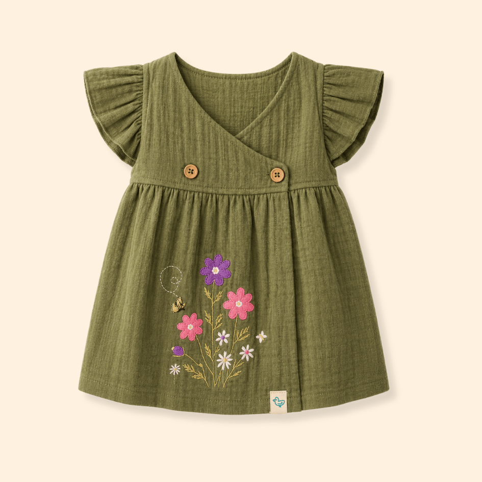 Little Flowerland - Crinkled Muslin Wrap Type Frock