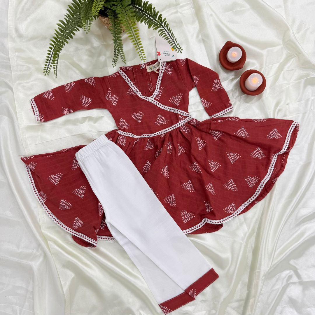 Thazhamboo - Full Sleeve Flared Kurta With Pant Set