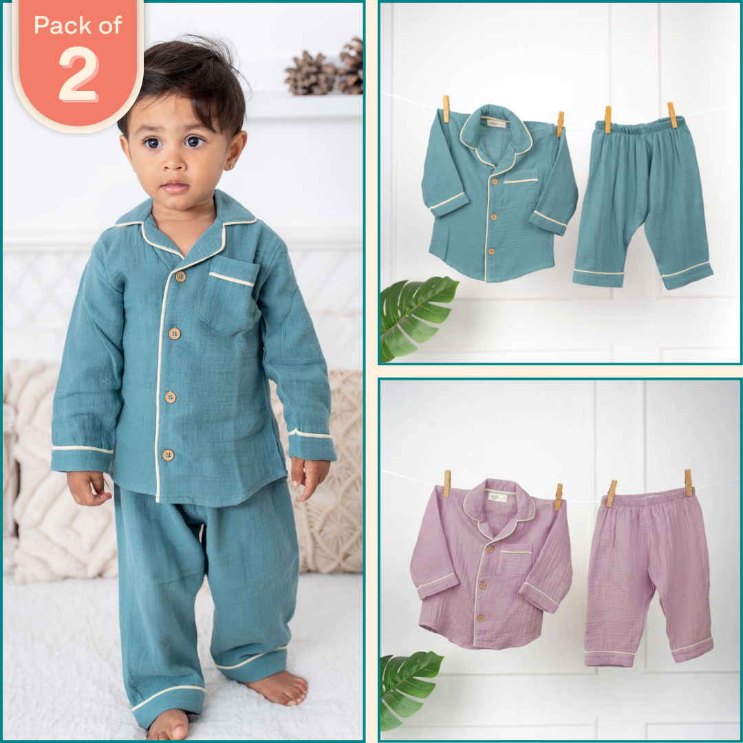 Skydrop - Crinkled Muslin Sleepsuit Pack of 2