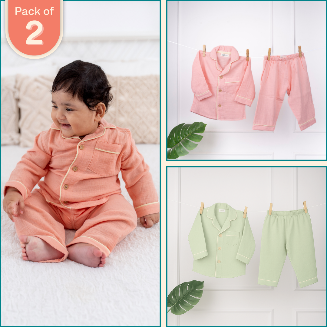 Skydrop - Crinkled Muslin Sleepsuit Pack of 2