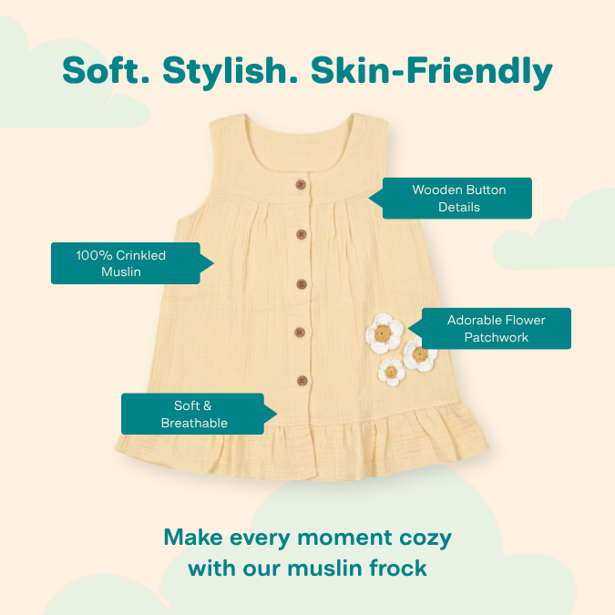 Blush Puff - Crinkled Muslin A-line Sleeveless Frock