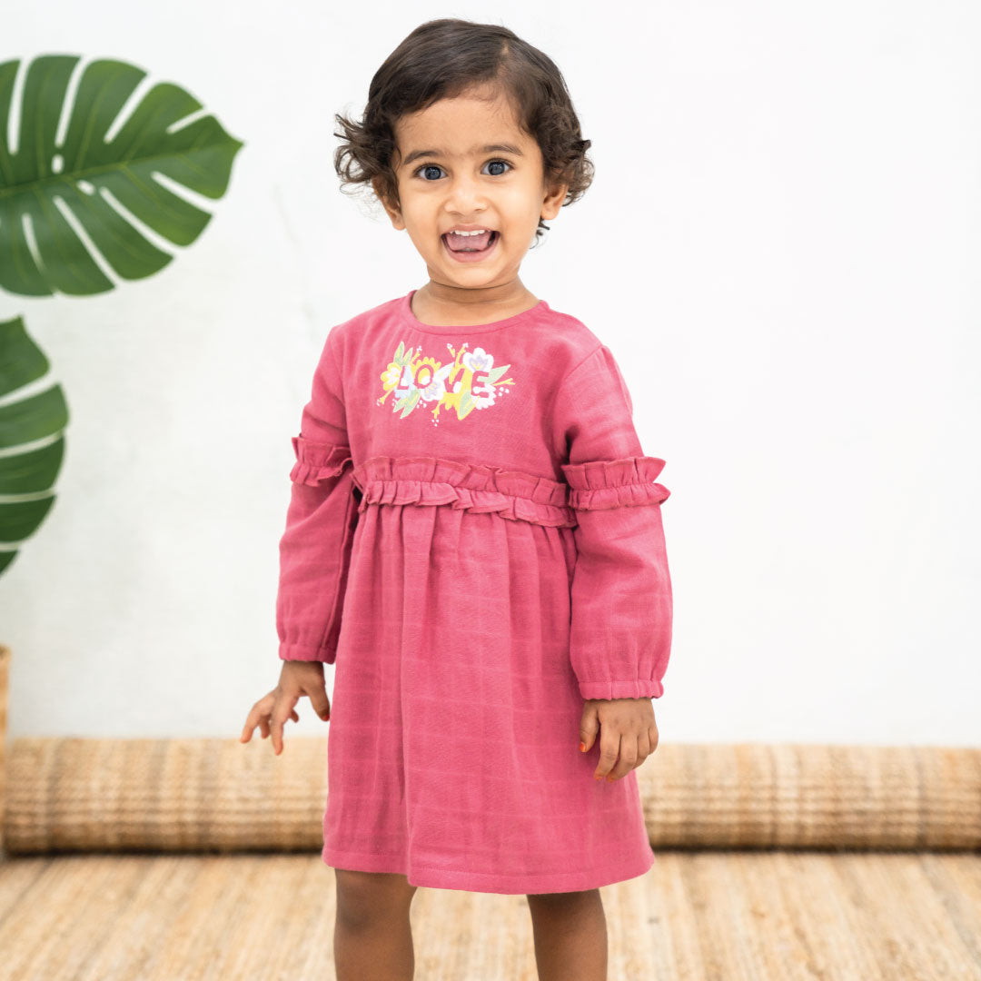 Love Stitch Full Sleeve Muslin Frock