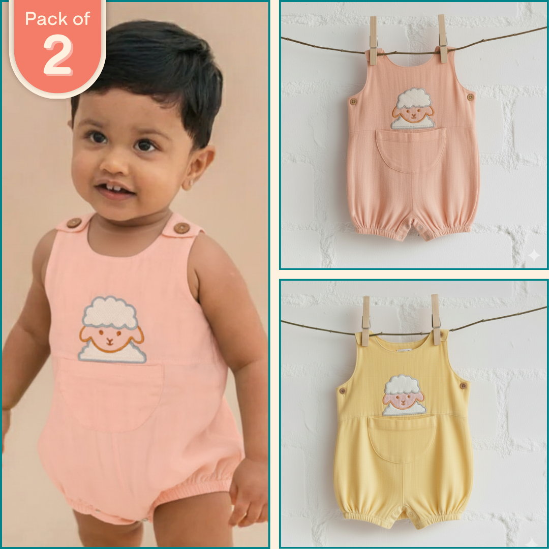 Bellow - Crinkled Muslin Romper Pack of 2