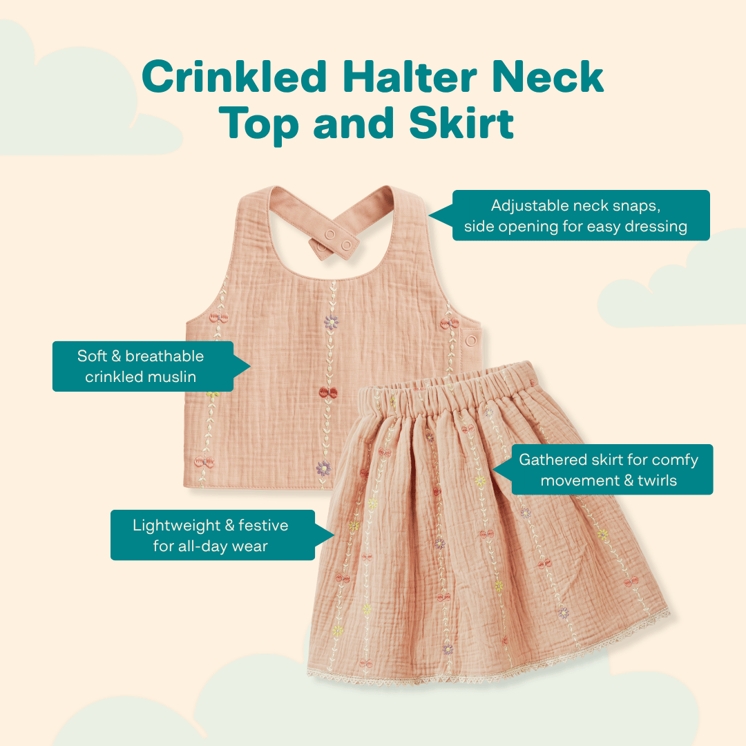 Malar - Crinkled Halter Neck Top and Skirt