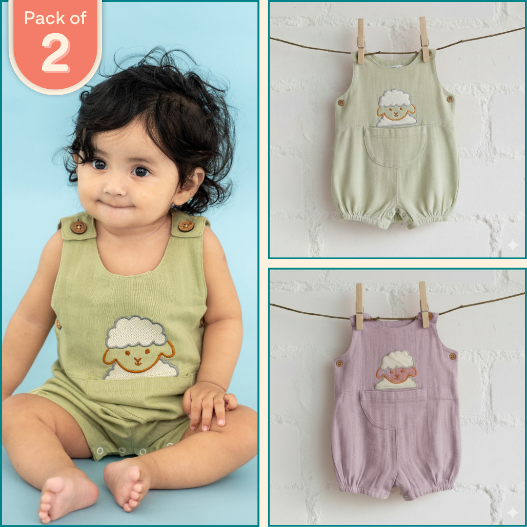 Bellow - Crinkled Muslin Romper Pack of 2