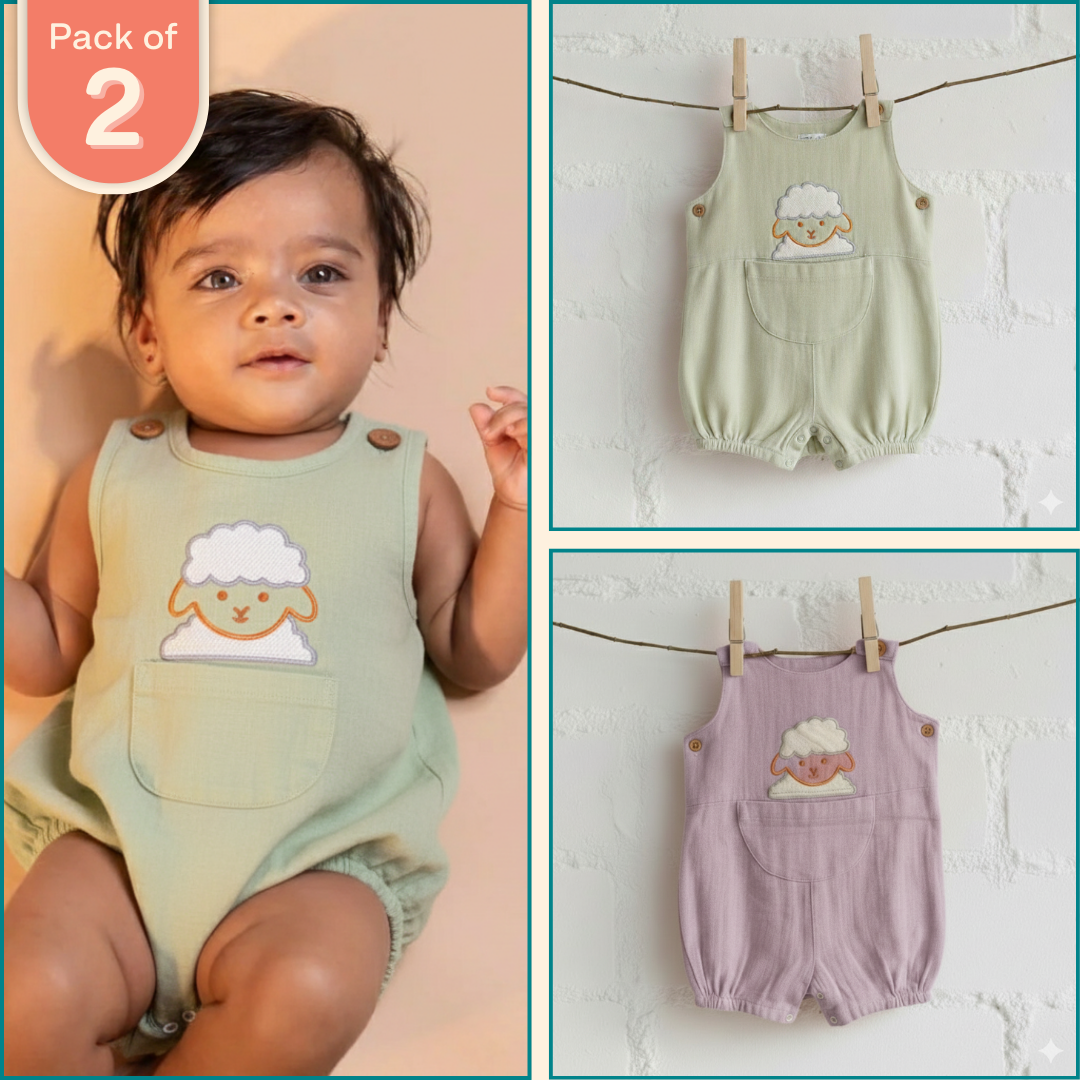 Bellow - Crinkled Muslin Romper Pack of 2