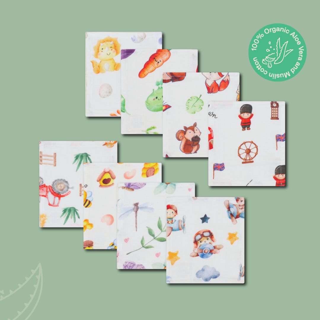 Aloe Vera Muslin Wipes (Pack Of 8)