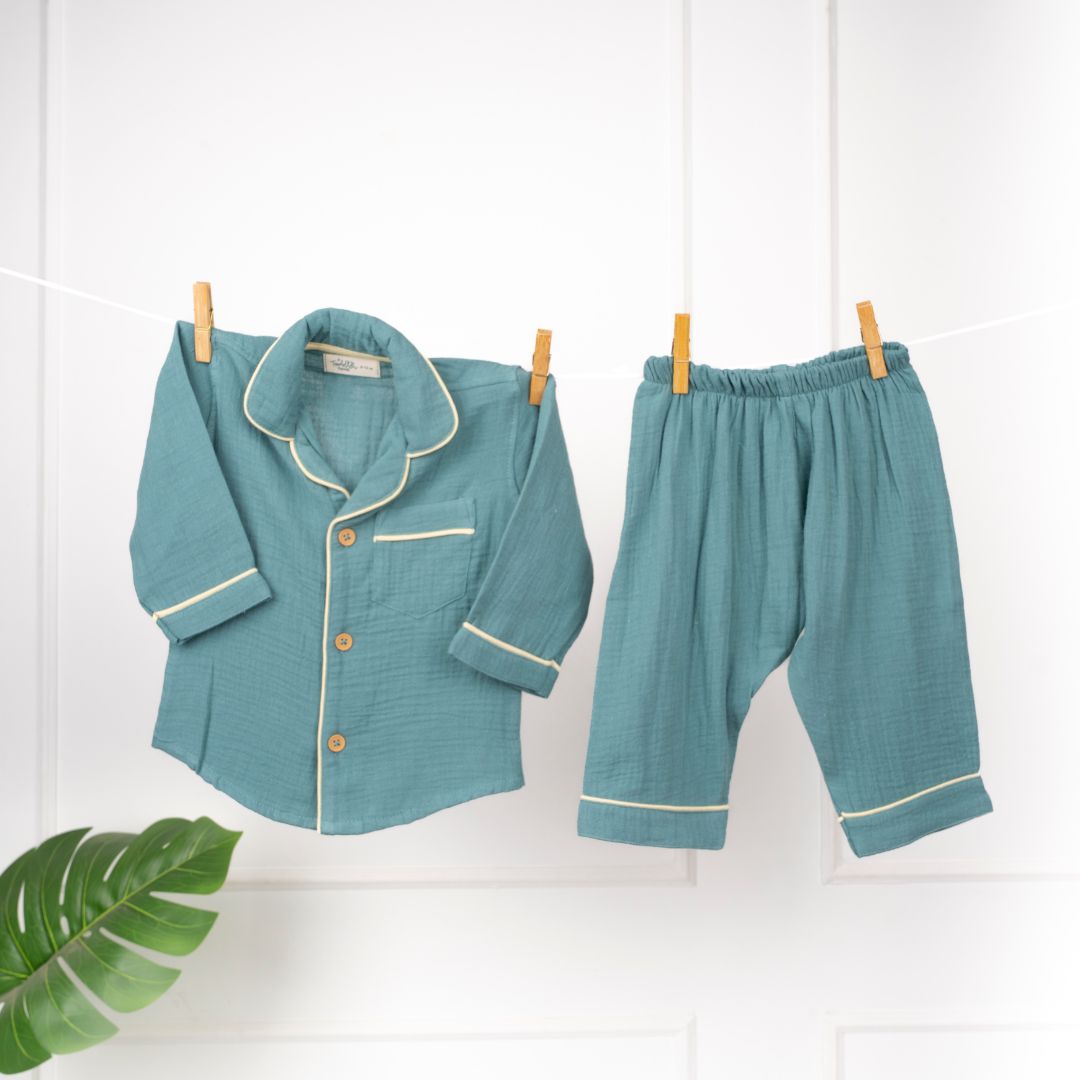 Misty Moon - Crinkled Muslin Sleepsuit