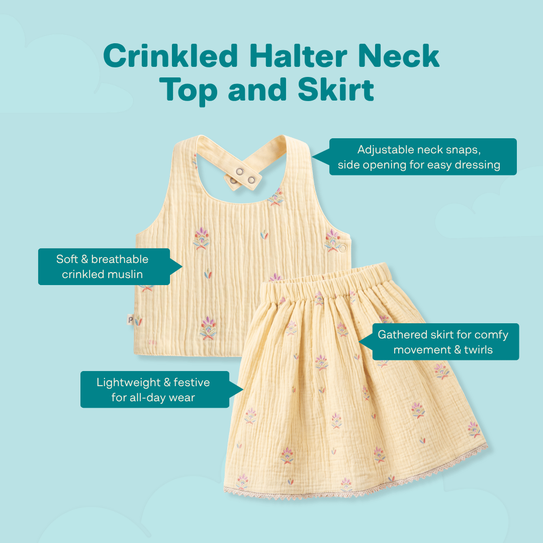 Malar - Crinkled Halter Neck Top and Skirt