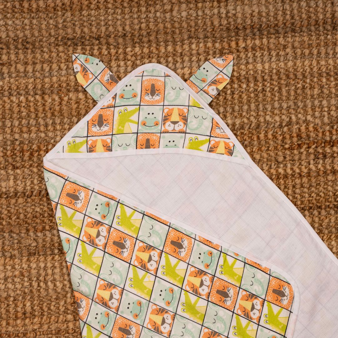 Zoodle Blocks - Muslin Hooded Towels for Babies and Kids
