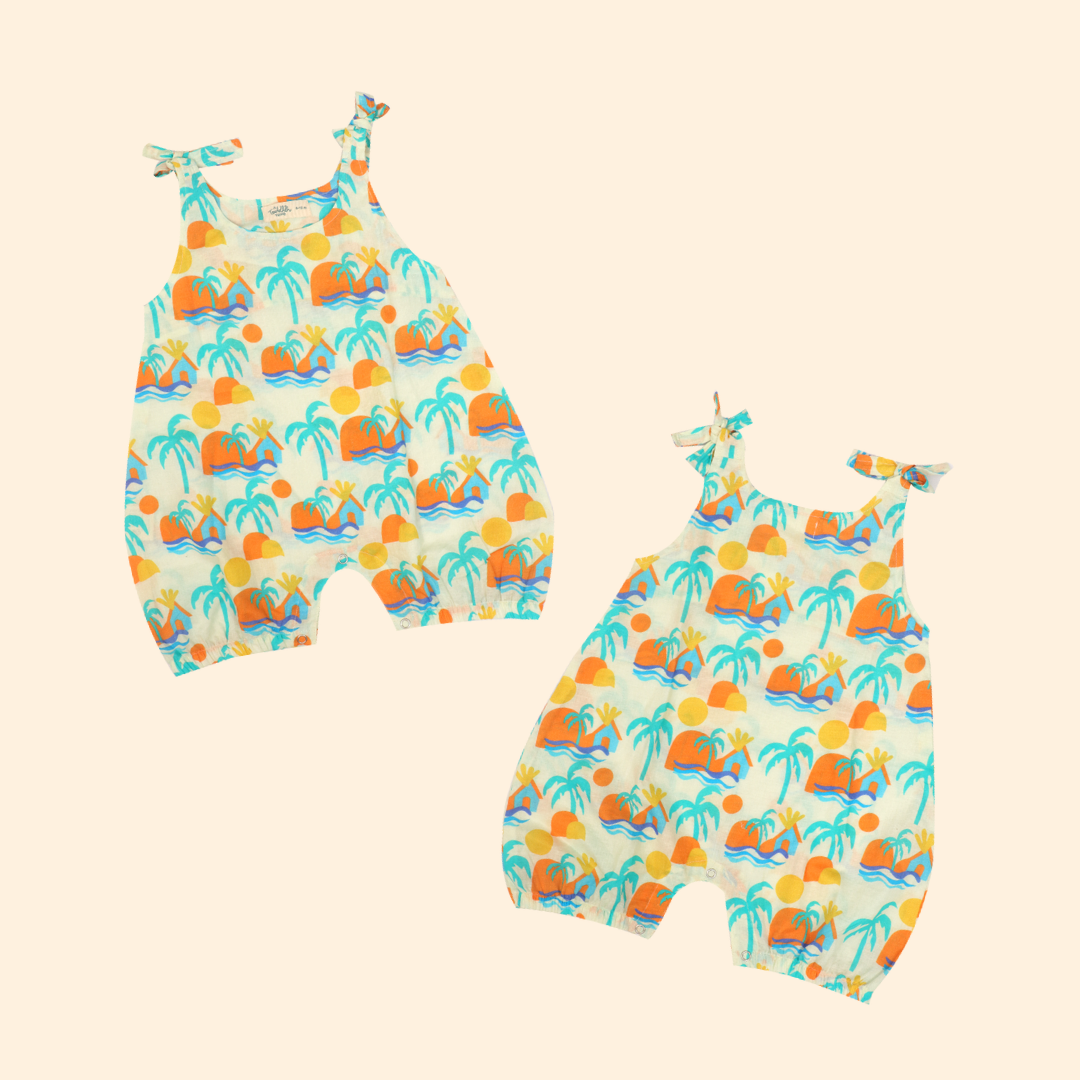 Lilsplash - Mulmul Cotton Knot Type Romper Pack of 2