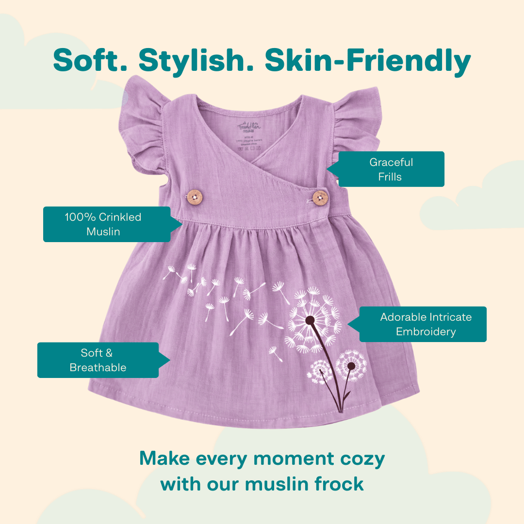 Mauve - Muslin Dandelions Frill Frock