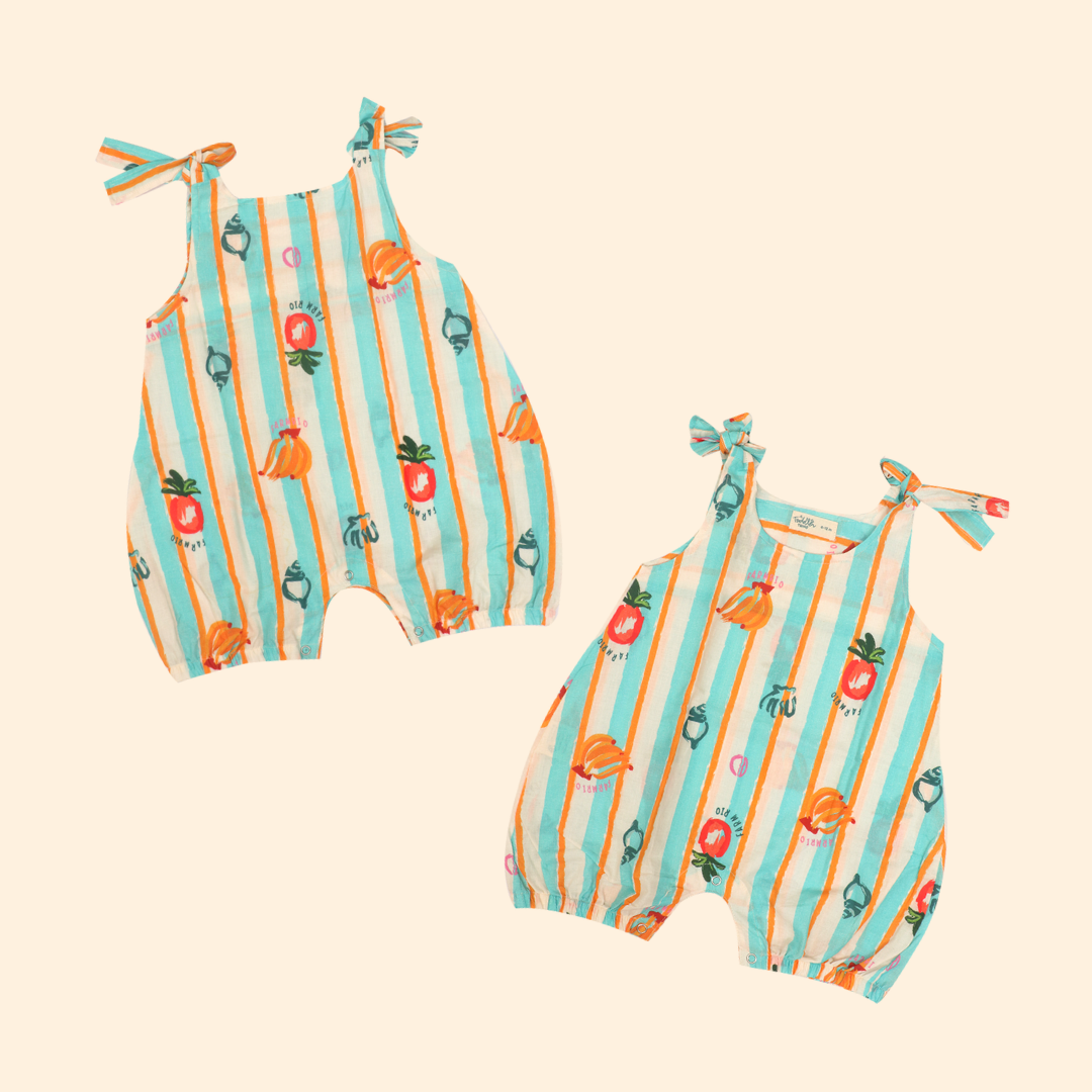 Lilsplash - Mulmul Cotton Knot Type Romper Pack of 2