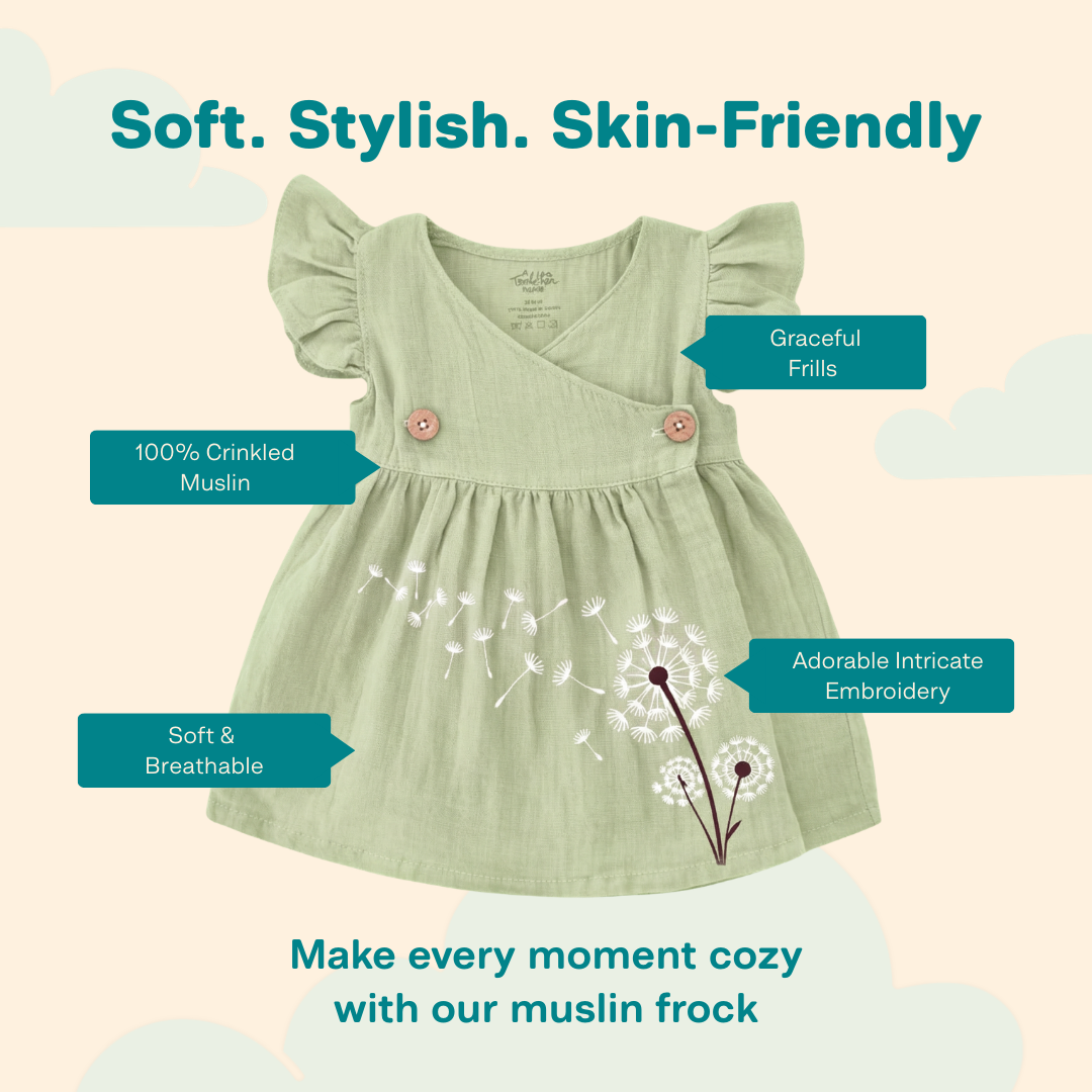Sage - Muslin Dandelions Frill Frock