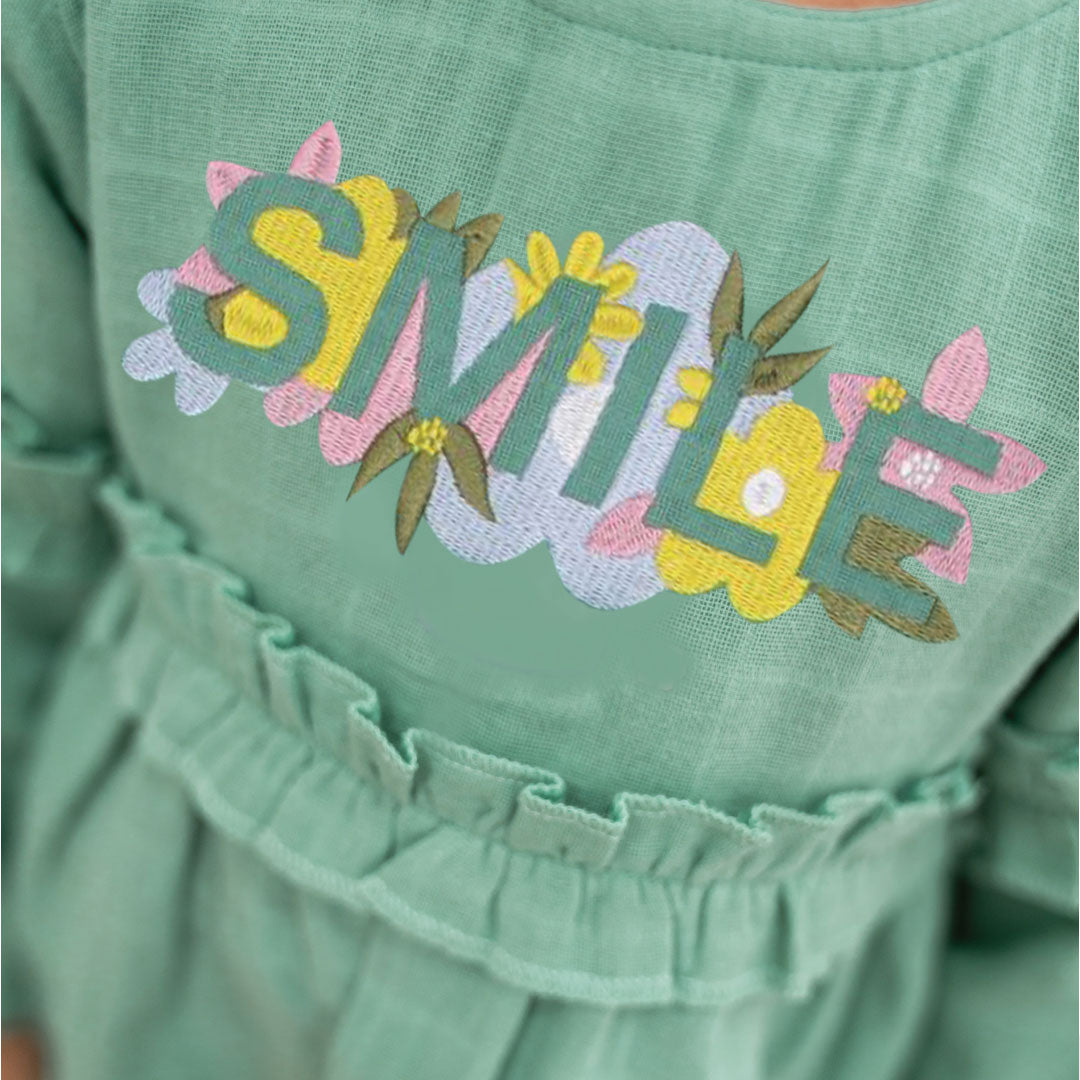 Baby Minty Charm Full Sleeve Muslin Frock