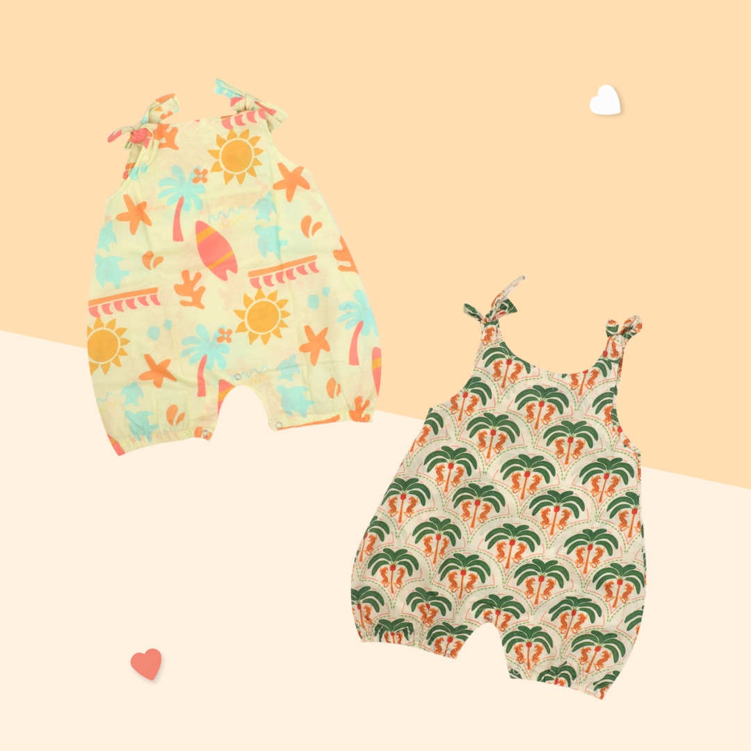 SunWave- Mulmul Cotton Knot Type Romper Pack of 2