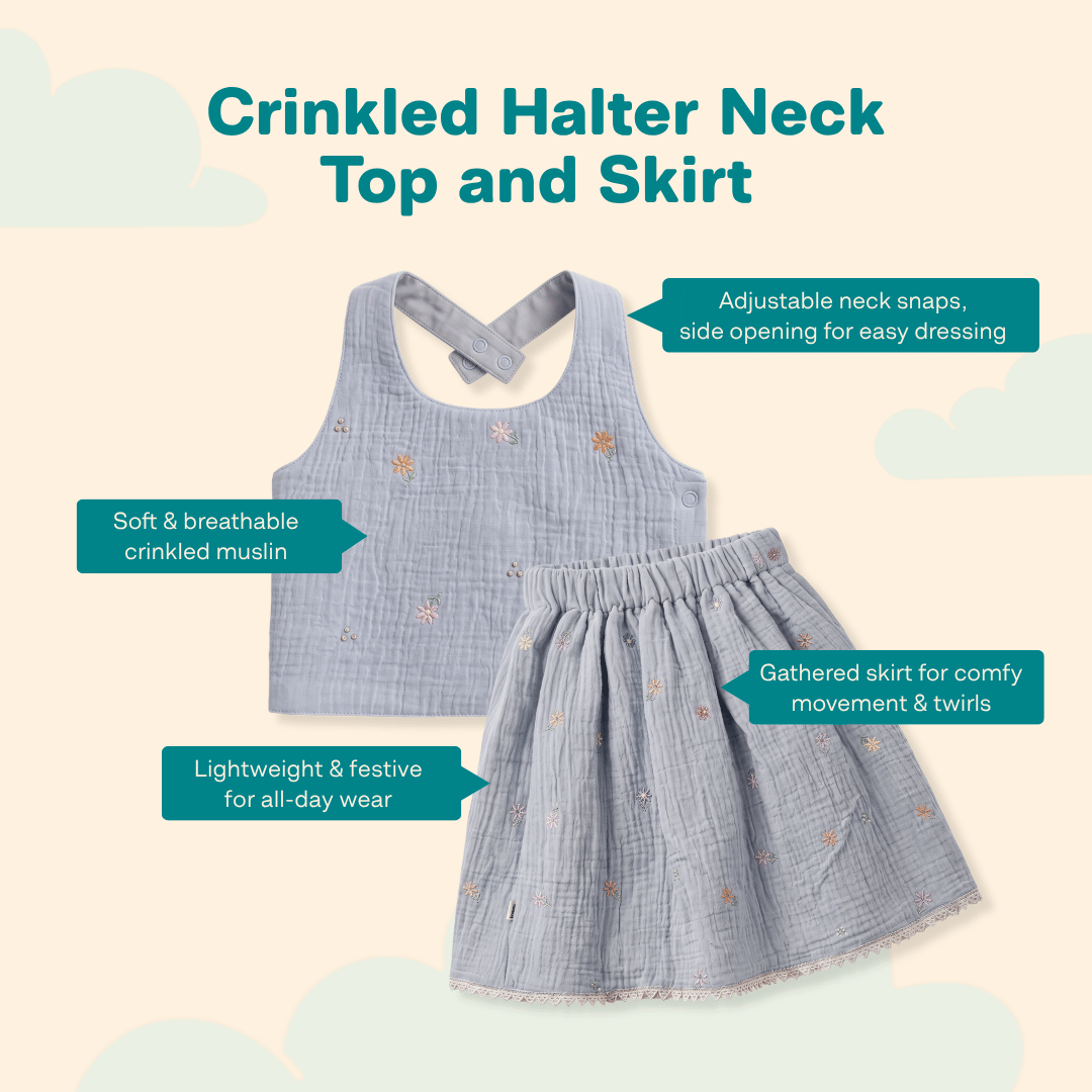 Malar - Crinkled Halter Neck Top and Skirt