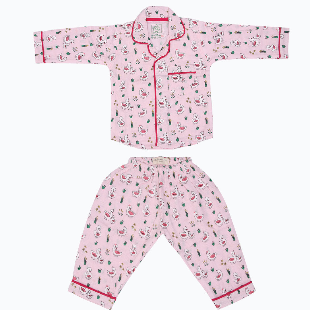 Swan Lake - Muslin Full Sleeve Sleep Suit for babies and kids (Unisex)