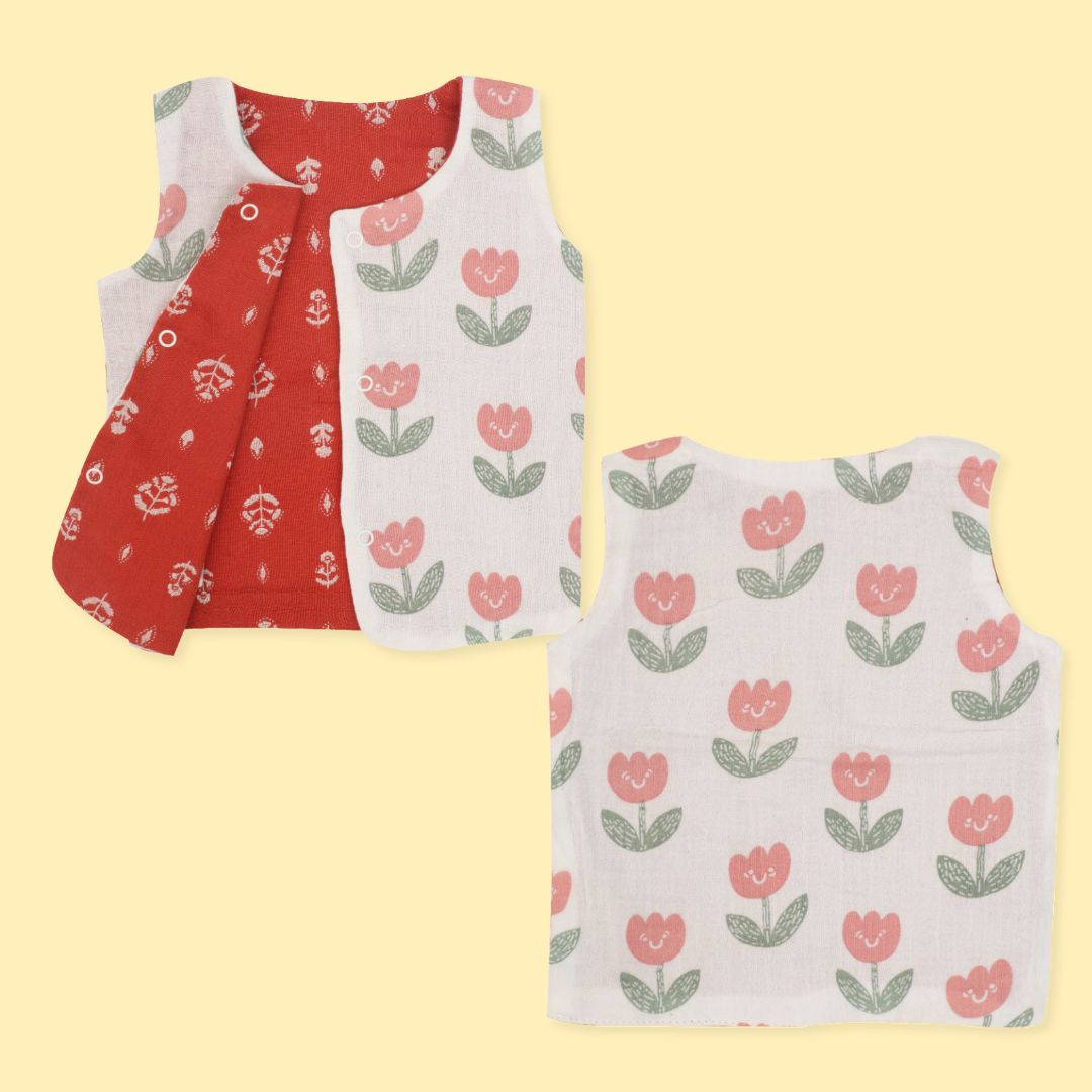 Tulip Petal - Reversible Muslin Jabla (Pack of 1)