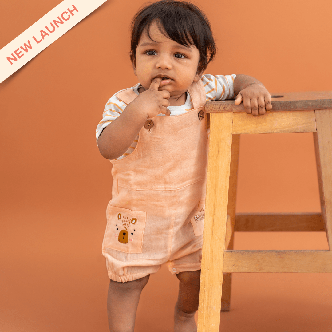 Monkie - Crinkled Muslin Dungarees