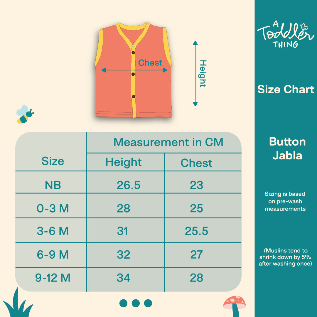 Muslin Matching Jablas and Nappies (6 + 6 Nappies) - Pack of 12 (Button and Knot)