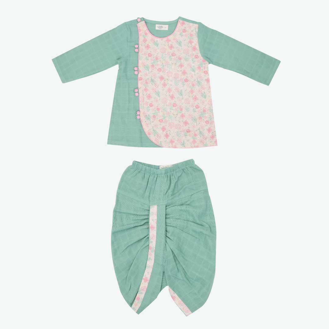 Gulabi - Full Sleeve Button Type Kurta and Dhoti for kids