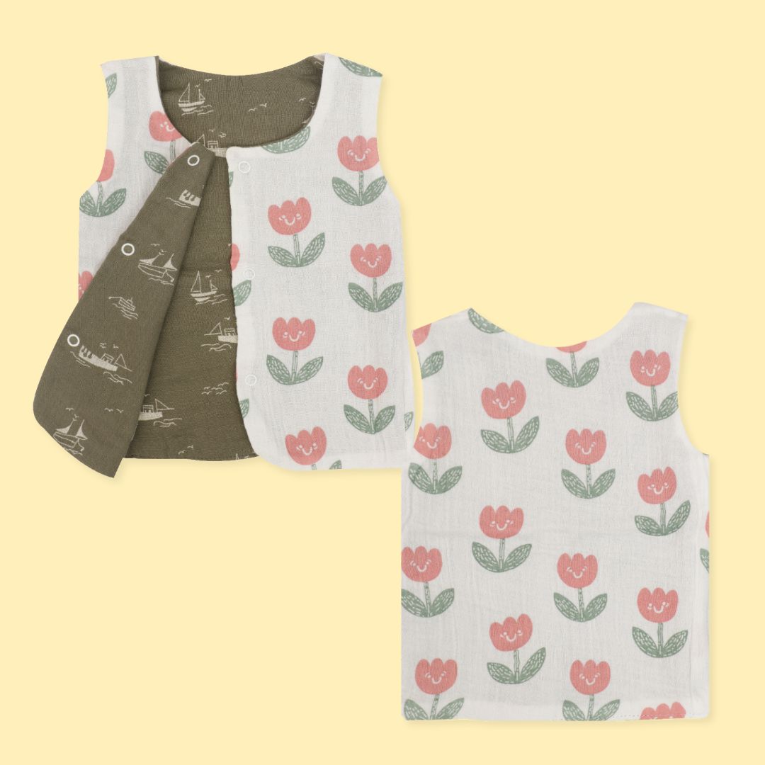 Captain Tulip - Reversible Muslin Jabla (Pack of 1)