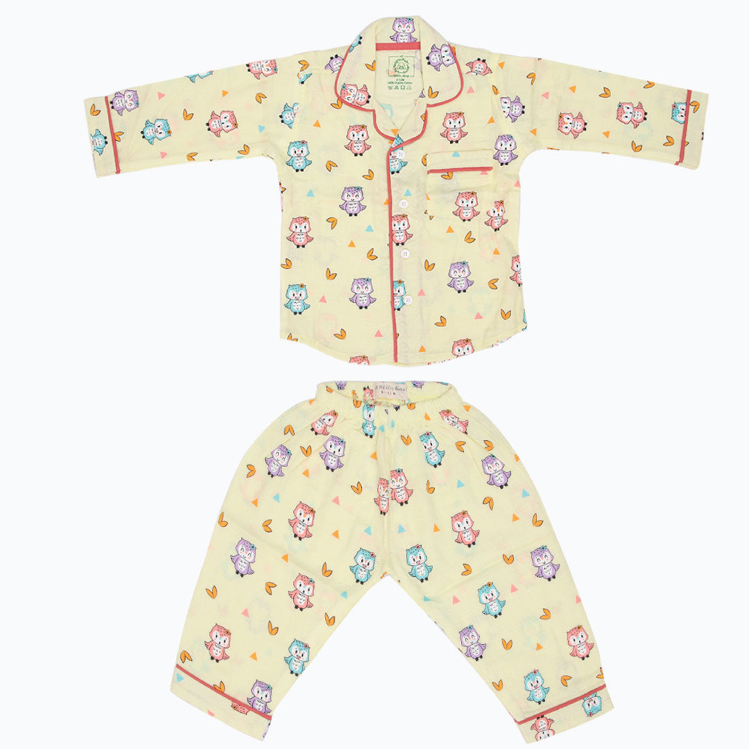 Happy Owl - Muslin Full Sleeve Sleep Suit for babies and kids (Unisex)