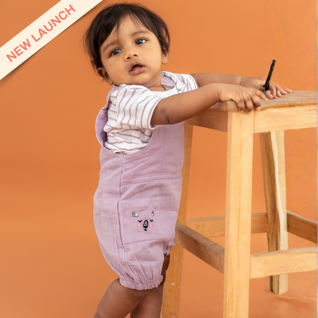 Woofie - Crinkled Muslin Dungarees